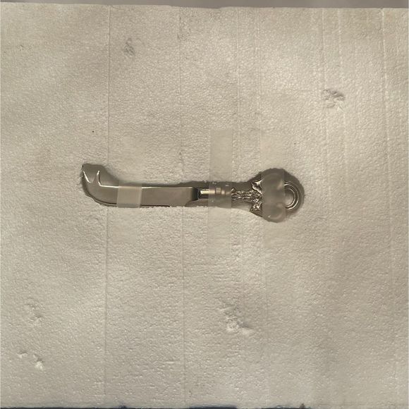 Glass Cheese Platter Brushed Nickle Handle, Cheese Knife & Knife Holder - Picture 3 of 4